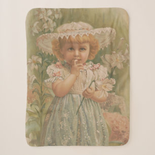 "A Budding Easter" Vintage Illustration, ca. 1890 Sherpa Blanket