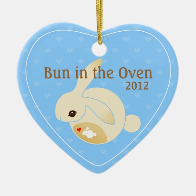 a BUN in the oven (blue) Ceramic Ornament (Front)