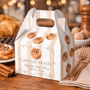 A Bun in the Oven Cinnamon Roll Theme Baby Shower Favor Box
