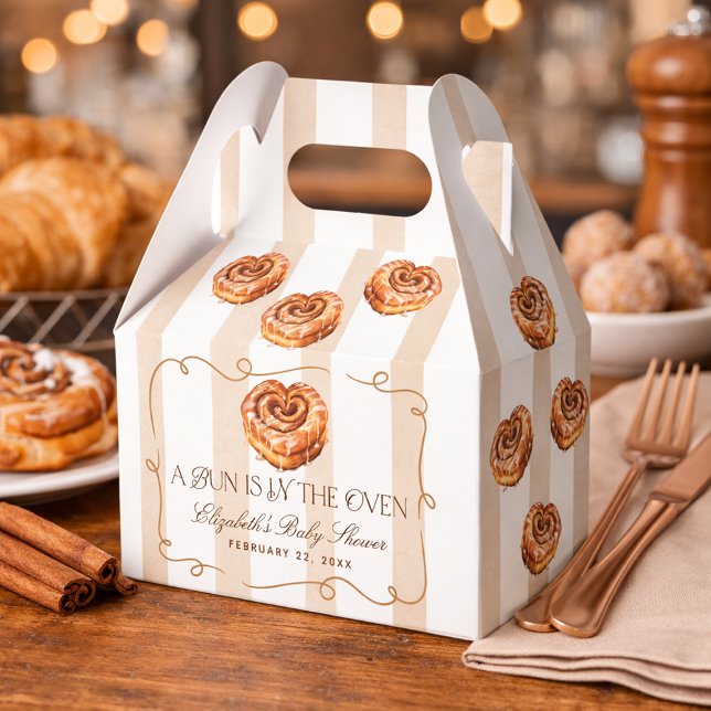 A Bun in the Oven Cinnamon Roll Theme Baby Shower Favor Box (A Bun in the Oven Cinnamon Roll Theme Baby Shower Favor Boxes)