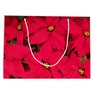 A bunch of Brightly Coloured Christmas Poinsettias Large Gift Bag