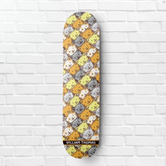 A Bunch of Cats Pattern Personalized Skateboard (Creator Uploaded)