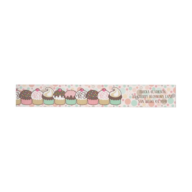A Bunch of Cupcakes Wrap Around Address Labels (Individual)