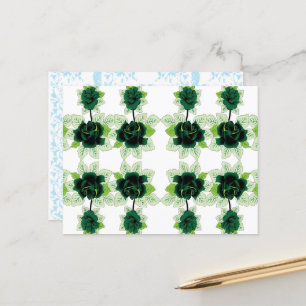 a bunch of green flowers on a white background postcard