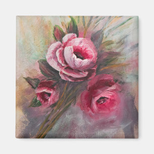 a Bunch of Pink Roses Painting done in Acrylic  Magnet