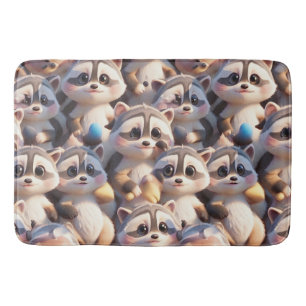 A bunch of raccoons bath mat