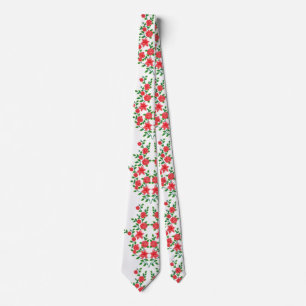 a bunch of red flowers on a white background tie
