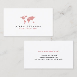 a businesscard with pink map of world for her business card