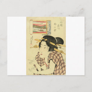 A bust portrait of a beauty by Keisai Eisen Postcard