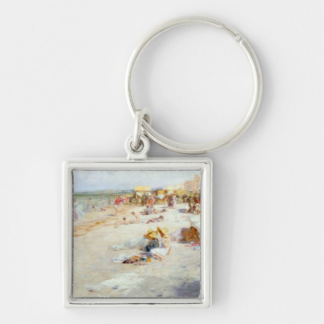 A Busy Beach in Summer Keychain (Front)