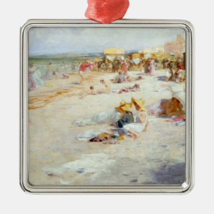 A Busy Beach in Summer Metal Ornament