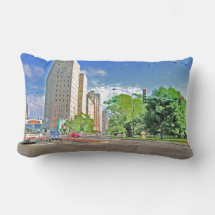 A Busy Chicago Afternoon Lumbar Pillow