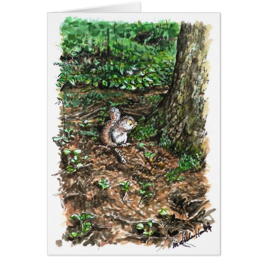 A busy squirrel card