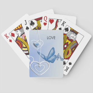 A butterfly and hearts bicycle  playing cards