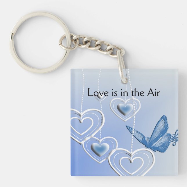 A butterfly and hearts keychain (Front)