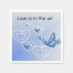 A butterfly and hearts napkin