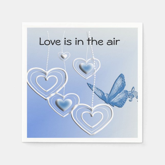 A butterfly and hearts napkin (Front)