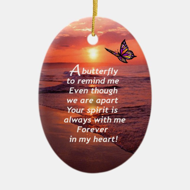 A Butterfly to Remind Me Ceramic Ornament (Front)