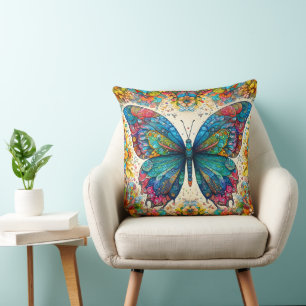 A Butterfly's Rainbow Ballet Throw Pillow
