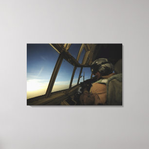 A C-130 Hercules pilot scans the horizon Canvas Print