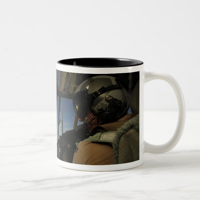 A C-130 Hercules pilot scans the horizon Two-Tone Coffee Mug (Right)