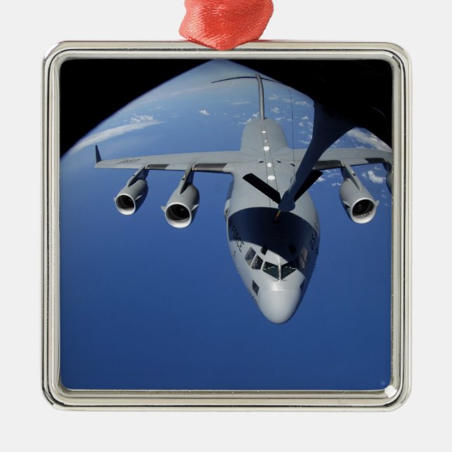 A C-17 Globemaster III receives fuel 2 Metal Ornament (Front)