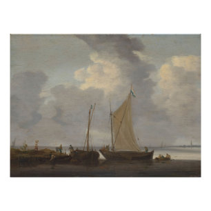 A calm with fishermen unloading their catch  photo print