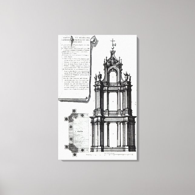 A campanile designed for St. Peter's, Rome Canvas Print (Front)