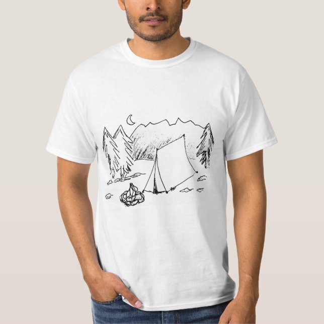 A Camping Scene Sketch T-Shirt (Front)