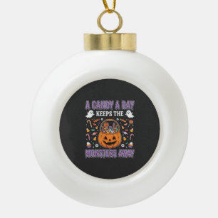 A Candy A Day Halloween T Shirt Design Ceramic Ball Christmas Ornament