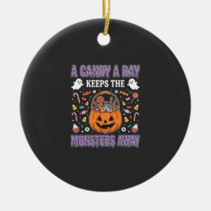 A Candy A Day Halloween T Shirt Design Ceramic Ornament