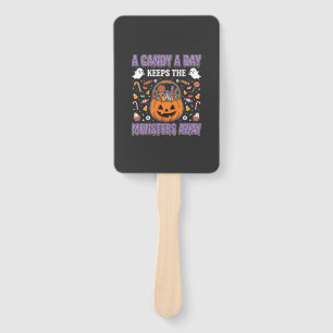 A Candy A Day Halloween T Shirt Design Hand Fan