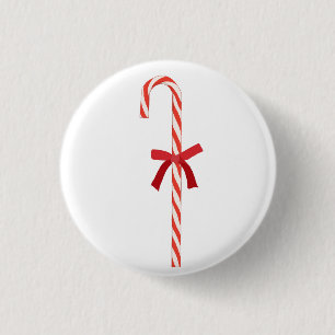 A Candy Cane 1 Inch Round Button
