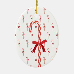 A Candy Cane Ceramic Ornament
