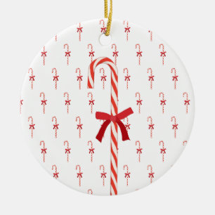 A Candy Cane Ceramic Ornament
