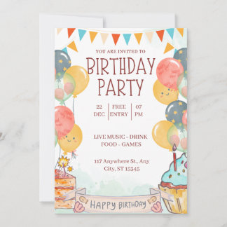 A Candy-Coloured Birthday Celebration invitation