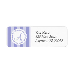 A Candy Striper Monogram Address Labels (Purple)