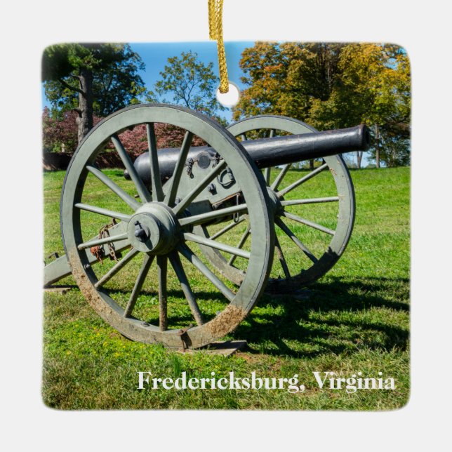 A cannon on the Fredericksburg Battlefield Ceramic Ornament (Front)