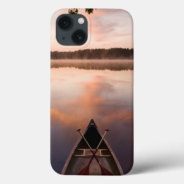 A canoe rests on the shore of Pawtuckaway Lake Case-Mate iPhone Case (Back)