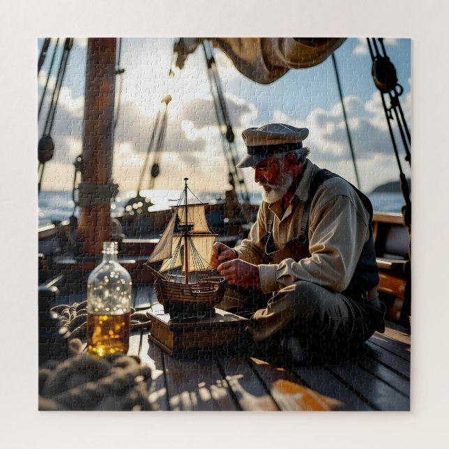 A Captain building a Ship in a Bottle Jigsaw Puzzle (Vertical)