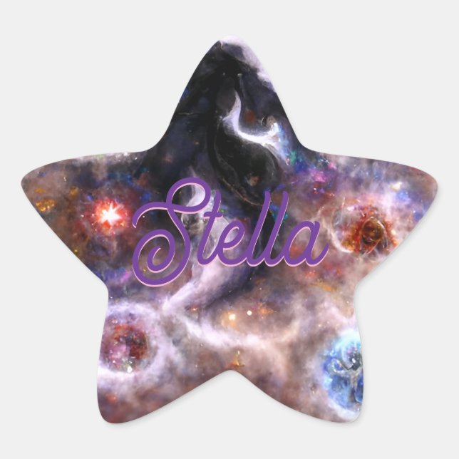 A Captivating Abstract Galactic Nebula Name Star Sticker (Front)