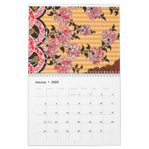 A captivating oriental pattern adorned with red fl calendar