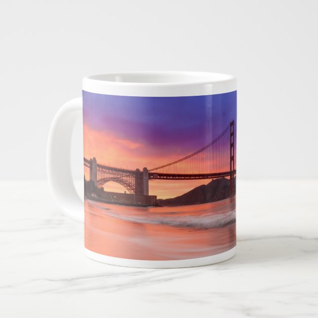 A capture of San Francisco's Golden Gate Bridge Large Coffee Mug (Front Left)