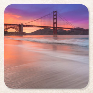 A capture of San Francisco's Golden Gate Bridge Square Paper Coaster