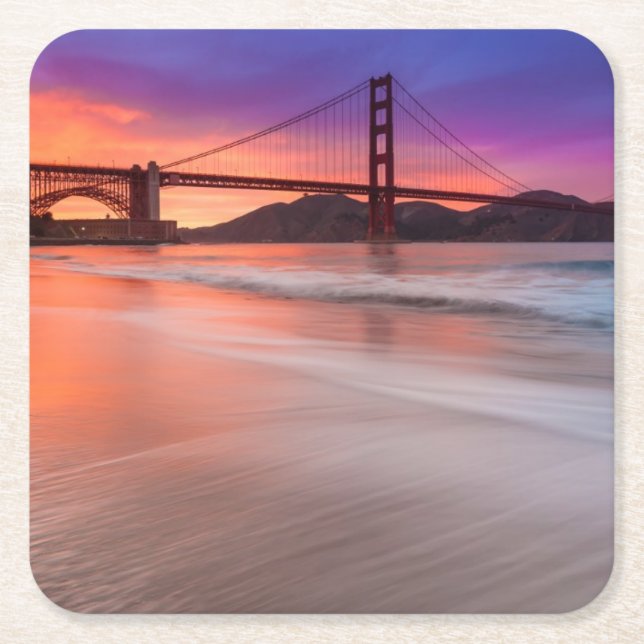 A capture of San Francisco's Golden Gate Bridge Square Paper Coaster (Front)