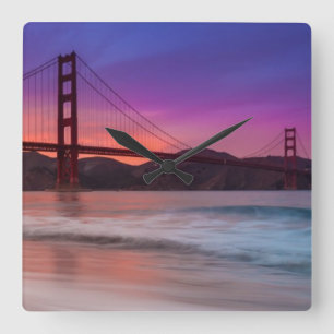 A capture of San Francisco's Golden Gate Bridge Square Wall Clock