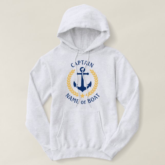 À Capuche Ancre Capitaine ou nom de bateau Gold Laurel Pull  (Design devant)