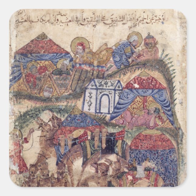 A Caravan Stop, from 'The Maqamat'  by Square Sticker (Front)