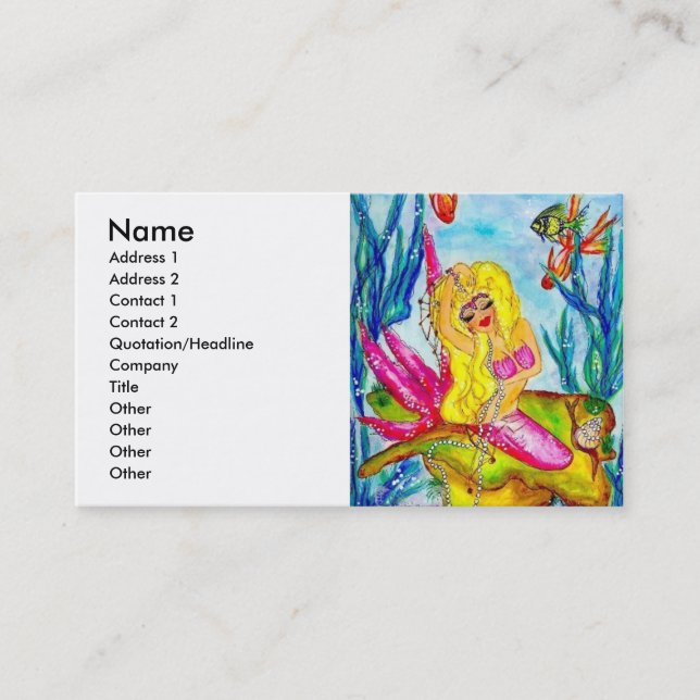 a card PEARLS OF THE SEA MAIN, Name, Address 1,... (Front)
