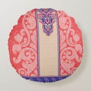 a card with a red heart on it round pillow